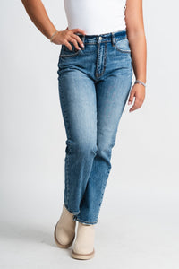 Daze denim high rise straight jeans magic words | Lush Fashion Lounge: boutique women's jeans, fashion jeans for women, affordable fashion jeans, cute boutique jeans
