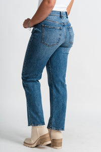 Daze denim high rise straight jeans magic words | Lush Fashion Lounge: boutique women's jeans, fashion jeans for women, affordable fashion jeans, cute boutique jeans