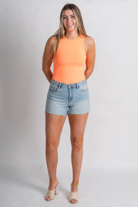 Sleeveless smooth soft bodysuit neon coral - Fun bodysuit - Unique Getaway Gear at Lush Fashion Lounge Boutique in Oklahoma