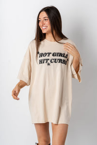Hot girls hit curbs oversized t-shirt off white - Cute T-shirts - Funny T-Shirts at Lush Fashion Lounge Boutique in Oklahoma City