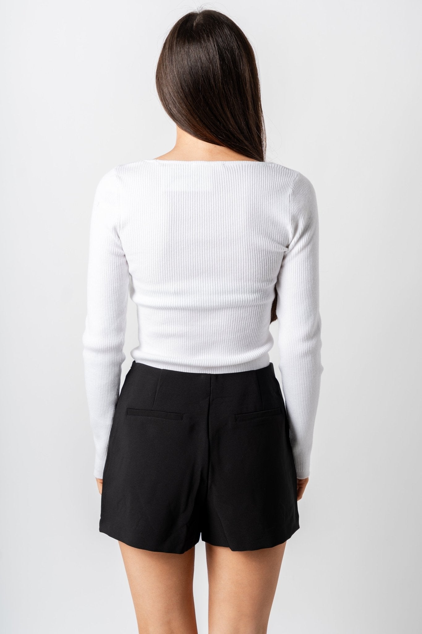 Bow detail ribbed sweater off white