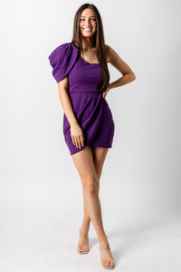 One shoulder mini dress ultra violet Stylish Dresses - Womens Fashion Dresses at Lush Fashion Lounge Boutique in Oklahoma City