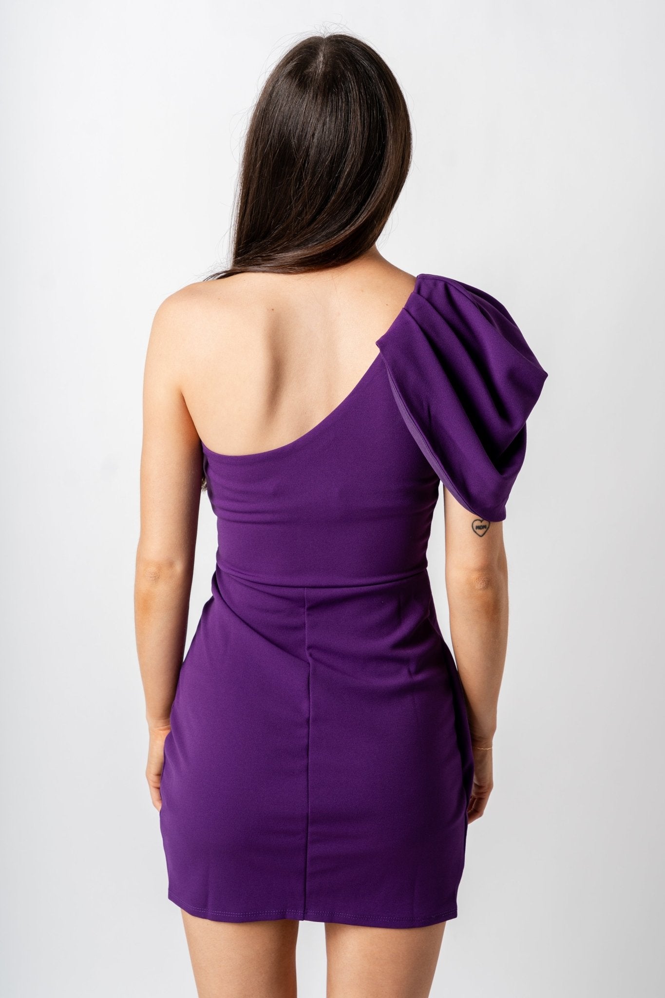 One shoulder mini dress ultra violet