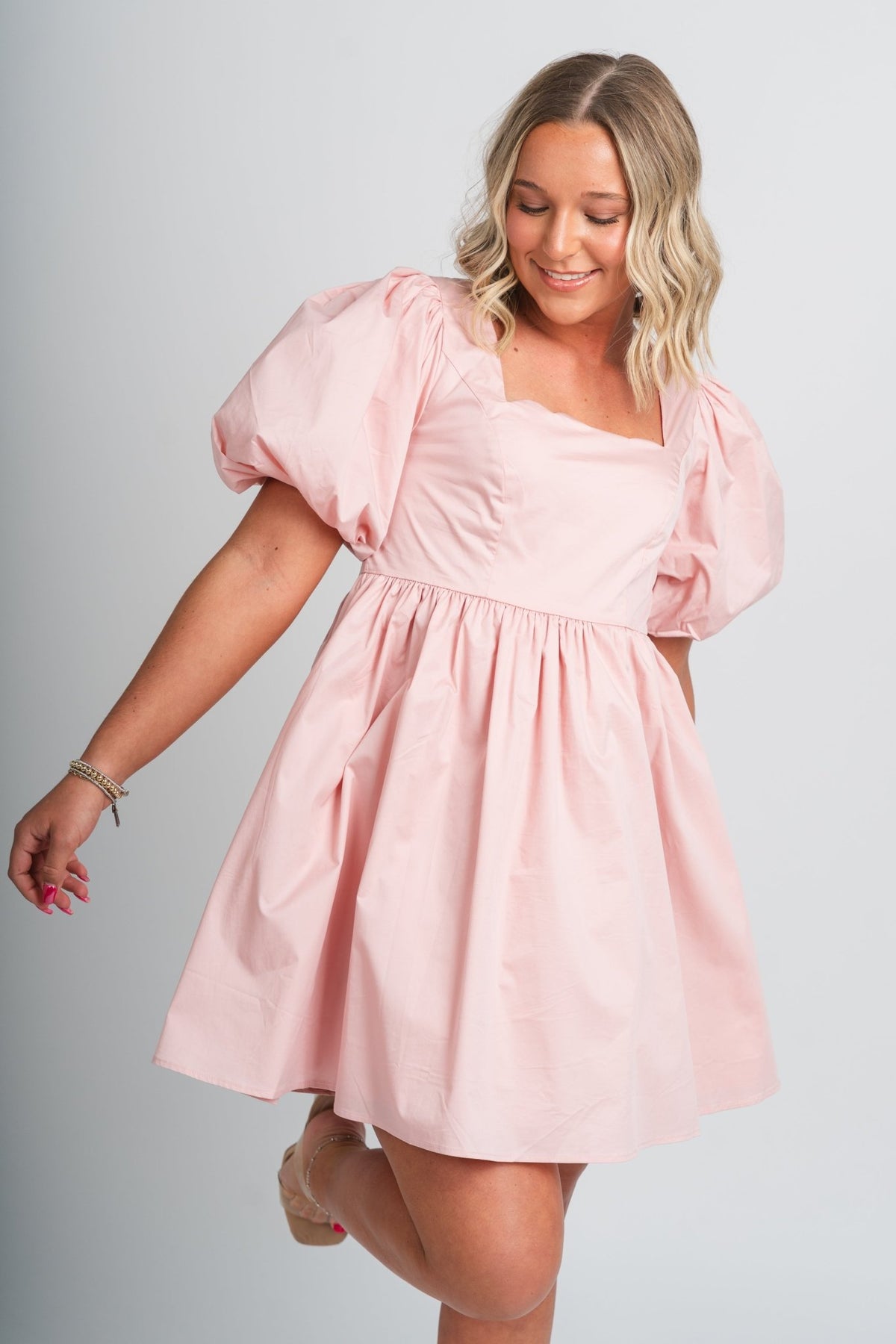 Babydoll mini dress pink - Stylish Dress - Cute Easter Outfits at Lush Fashion Lounge Boutique in Oklahoma