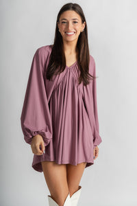 Angelica v-neck dress mauve - Affordable dress - Boutique Dresses at Lush Fashion Lounge Boutique in Oklahoma City