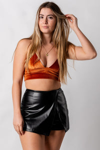 Longline velvet bralette rust - Affordable Bralette - Boutique Bras and Bralettes at Lush Fashion Lounge Boutique in Oklahoma City