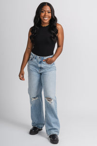 Hidden Alyx baggy jeans light blue | Lush Fashion Lounge: boutique women's jeans, fashion jeans for women, affordable fashion jeans, cute boutique jeans