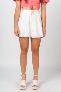 Flare pleated shorts white - Affordable shorts - Boutique Shorts at Lush Fashion Lounge Boutique in Oklahoma City
