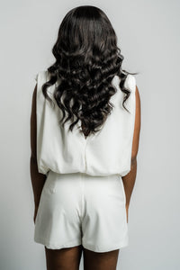 Open back romper white - Affordable Romper - Boutique Rompers & Pantsuits at Lush Fashion Lounge Boutique in Oklahoma City