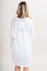 Satin button up shirt off white - Fun top - Stylish Bridal Graphic Tees at Lush Fashion Lounge Boutique in OKC