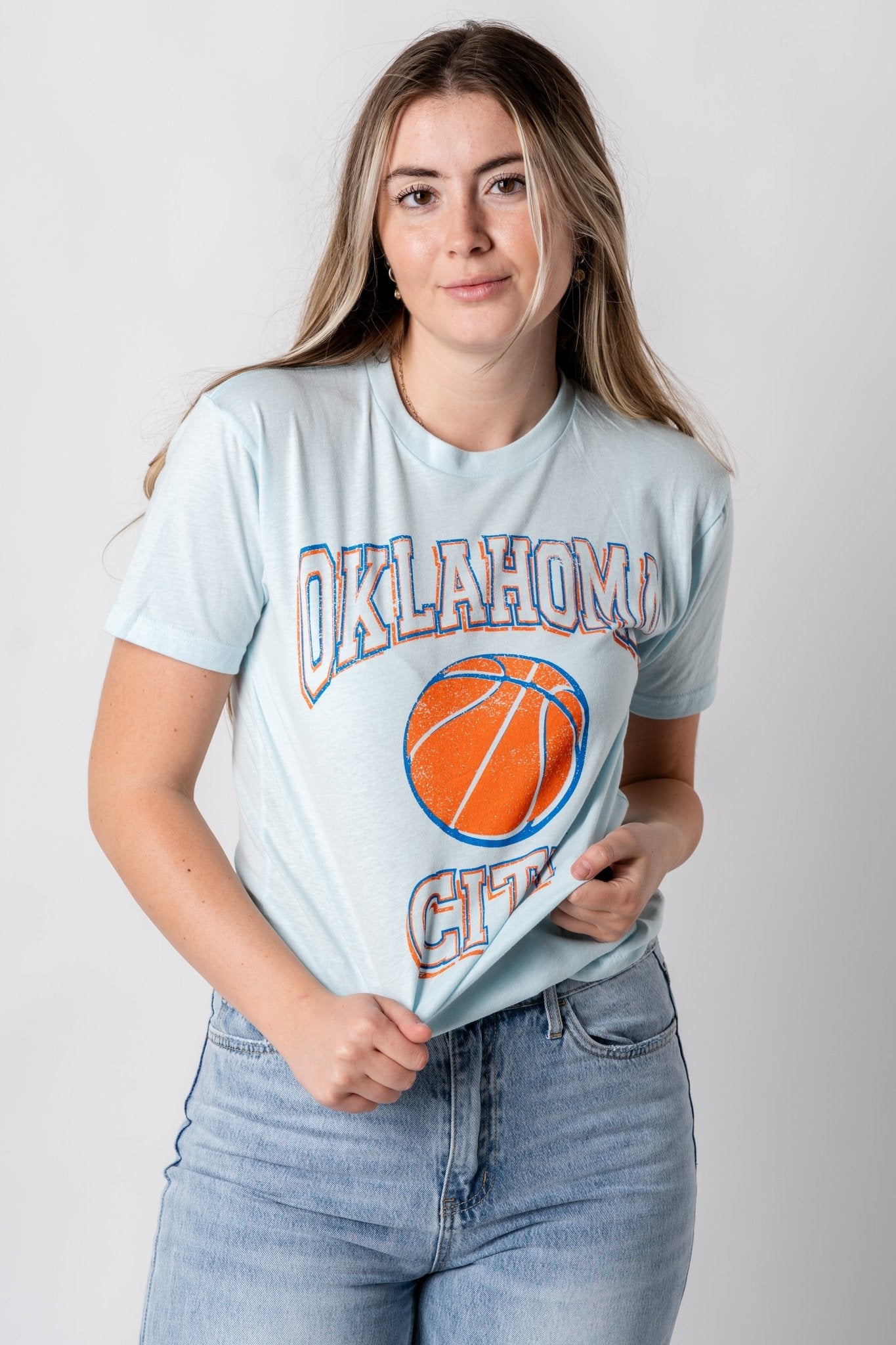 OKC Wonka unisex t-shirt light blue - Trendy Oklahoma City Basketball T-Shirts Lush Fashion Lounge Boutique in Oklahoma City