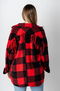 Plaid shacket red/black – Unique Blazers | Cute Blazers For Women at Lush Fashion Lounge Boutique in Oklahoma City