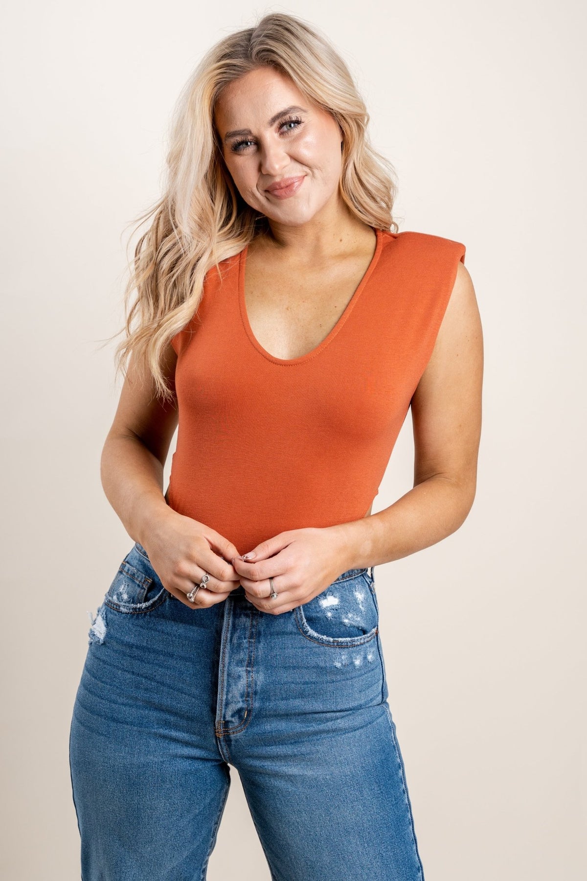 Shoulder pad v-neck bodysuit withered rose - Cute bodysuit - Trendy Bodysuits at Lush Fashion Lounge Boutique in Oklahoma City