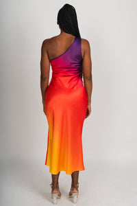 One shoulder maxi dress sunset cosmo - Fun dress - Unique Getaway Gear at Lush Fashion Lounge Boutique in Oklahoma