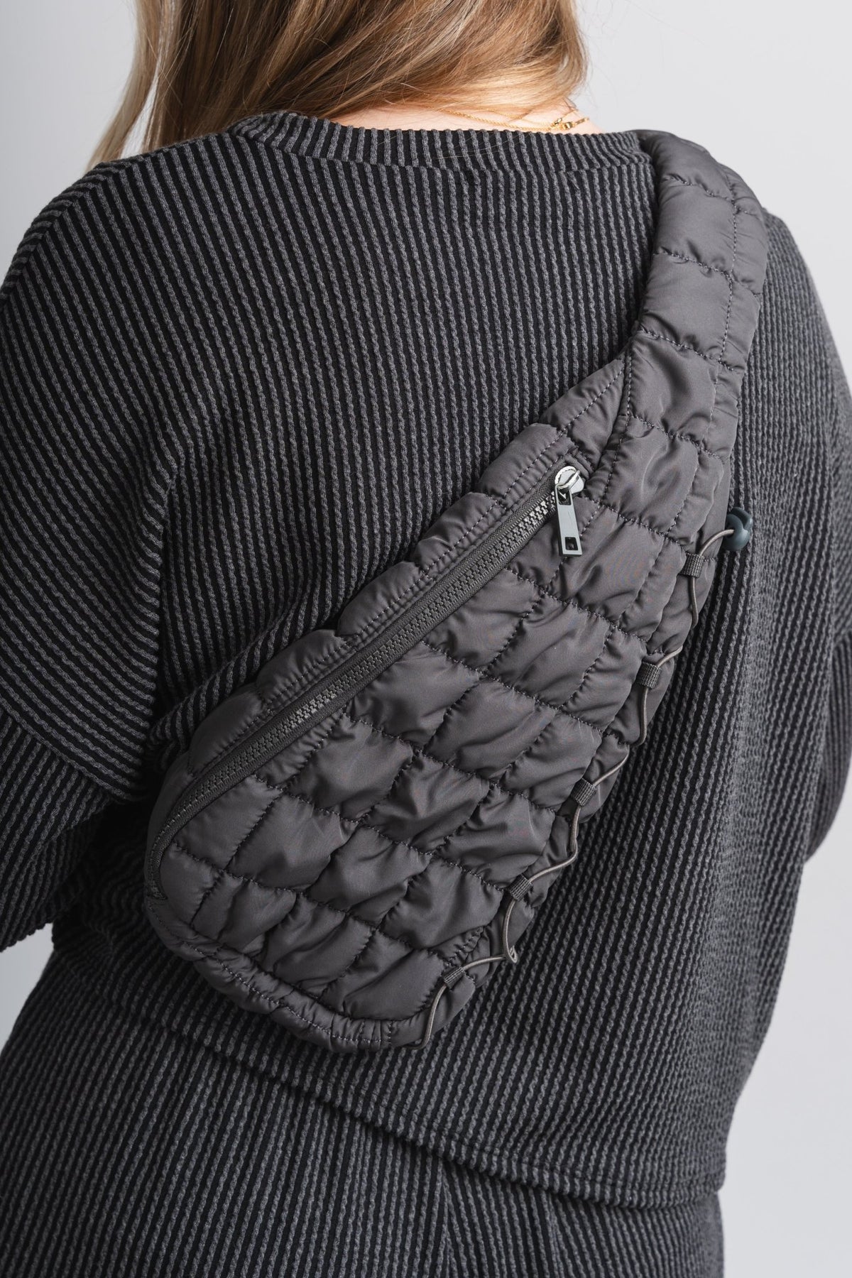 Quilted sling bag grey - Trendy Bags at Lush Fashion Lounge Boutique in Oklahoma City