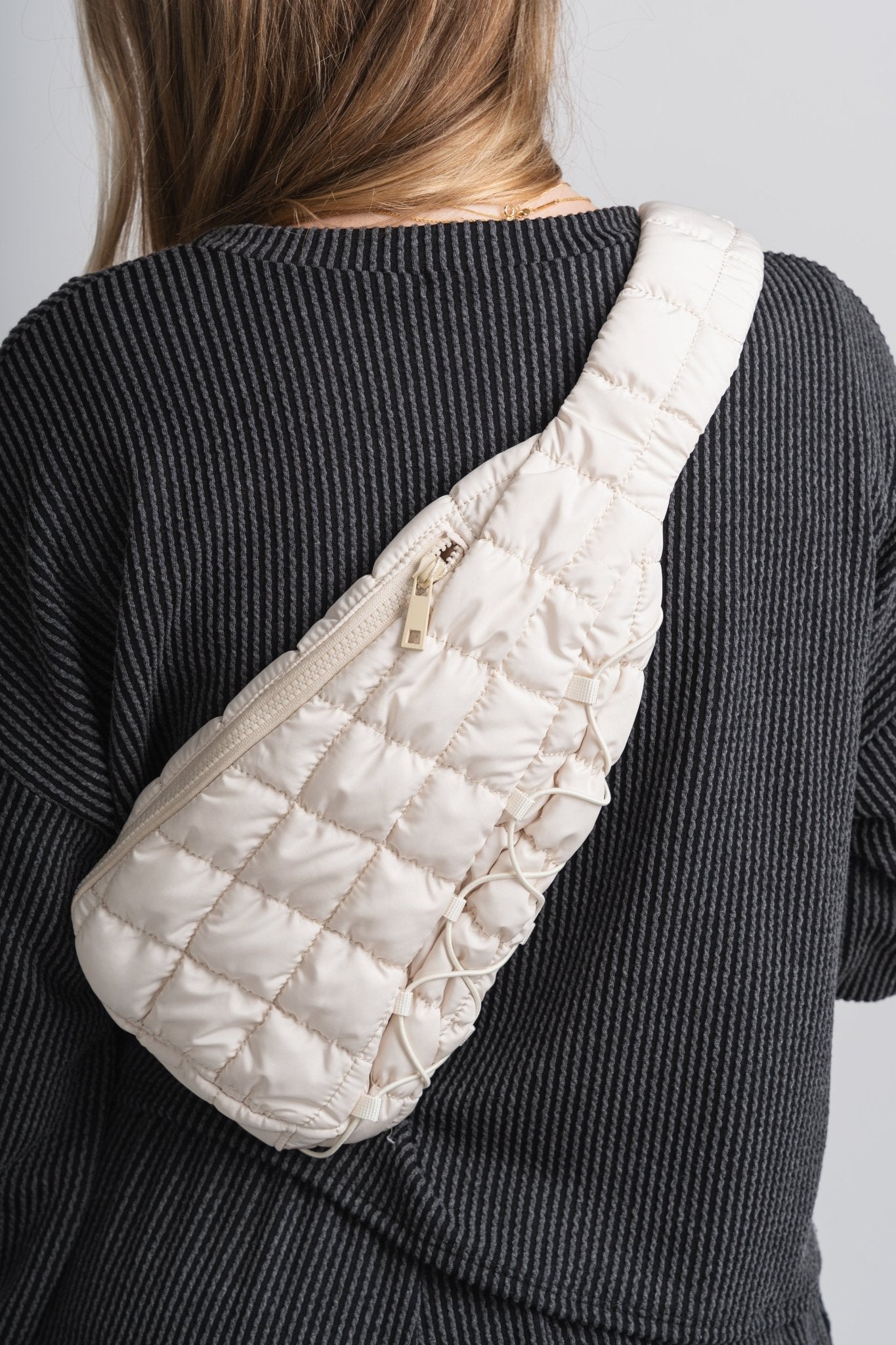 Quilted sling bag ivory - Trendy Bags at Lush Fashion Lounge Boutique in Oklahoma City