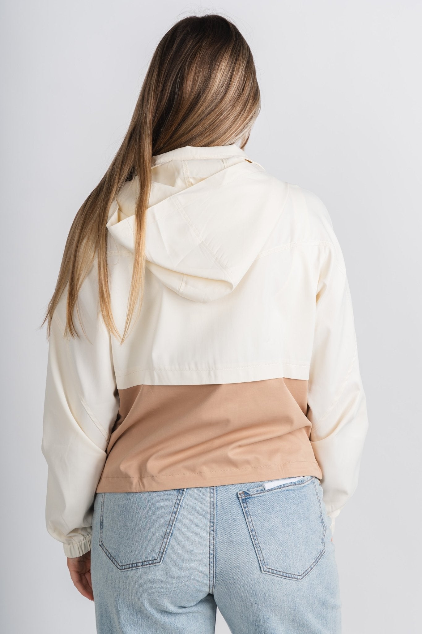 Color block zip jacket vanilla/mocha