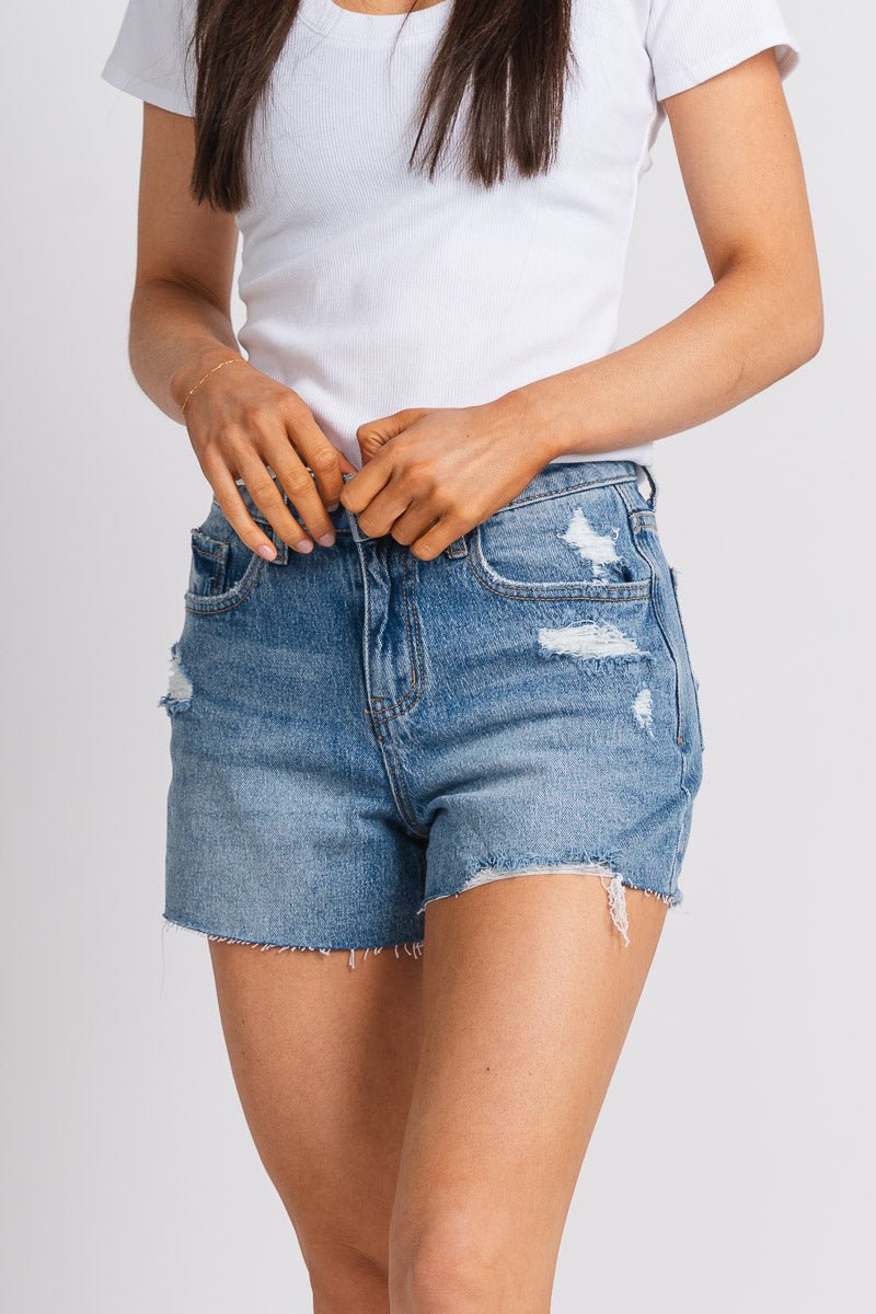 Vervet high rise denim shorts la la land - Cute Shorts - Trendy Shorts at Lush Fashion Lounge Boutique in Oklahoma City