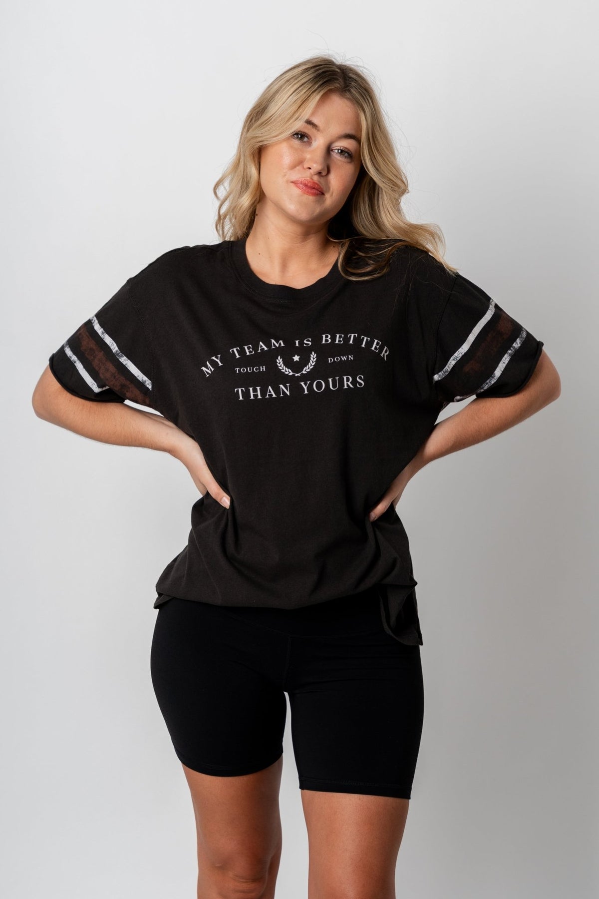 Z Supply My team is better boyfriend tee vintage black - Z Supply T-shirts - Z Supply Tops, Dresses, Tanks, Tees, Cardigans, Joggers and Loungewear at Lush Fashion Lounge