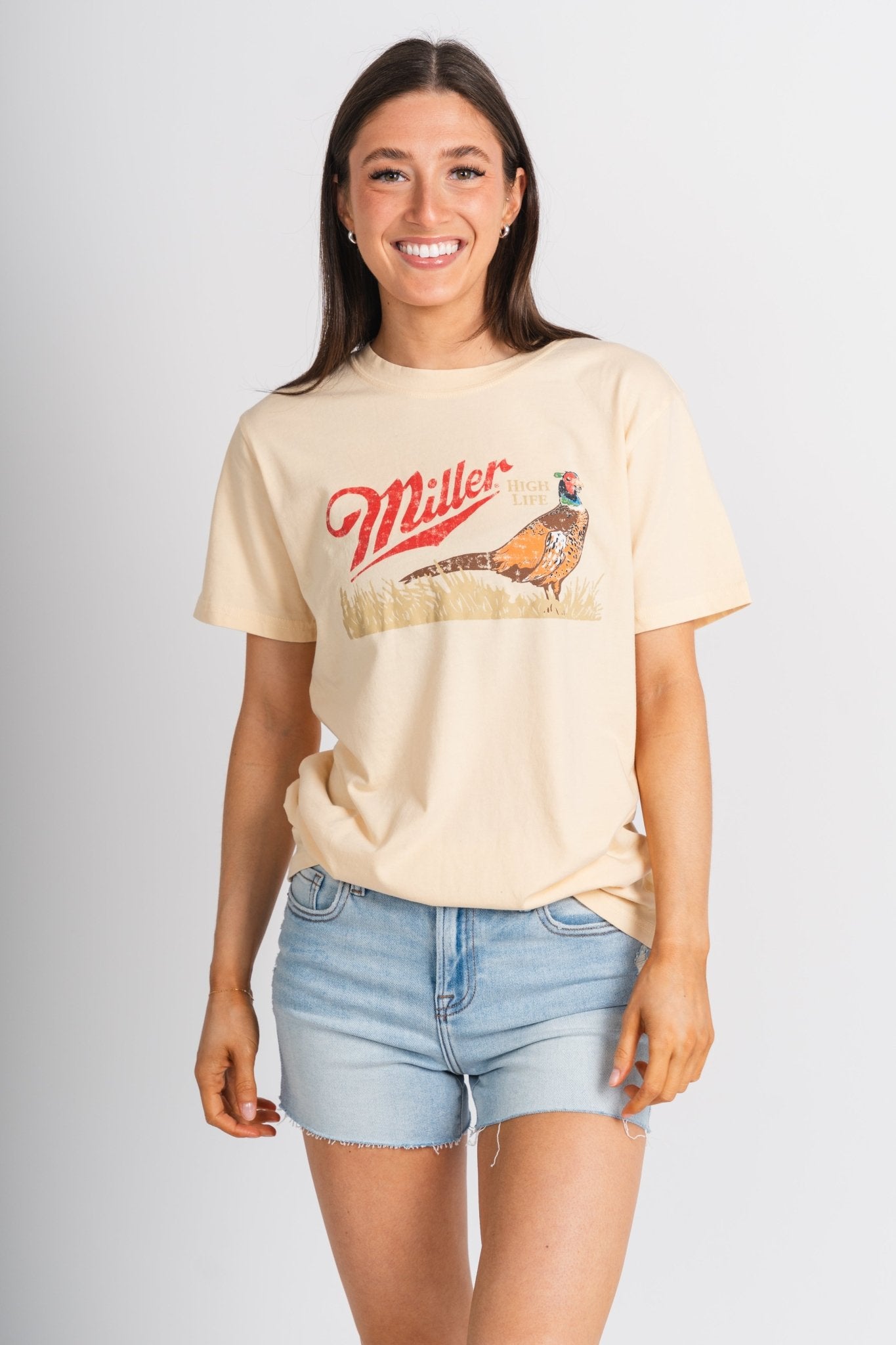 Miller high life red label t-shirt cream
