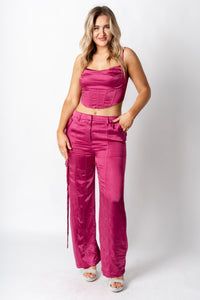Satin corset top plum - Cute Valentine's Day Outfits at Lush Fashion Lounge Boutique in Oklahoma City