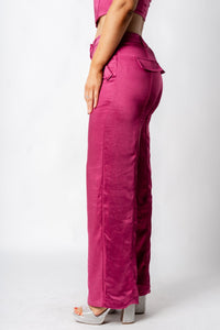 Satin wide leg cargo pants plum | Lush Fashion Lounge: women's boutique pants, boutique women's pants, affordable boutique pants, women's fashion pants