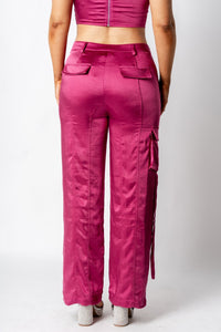 Satin wide leg cargo pants plum | Lush Fashion Lounge: women's boutique pants, boutique women's pants, affordable boutique pants, women's fashion pants