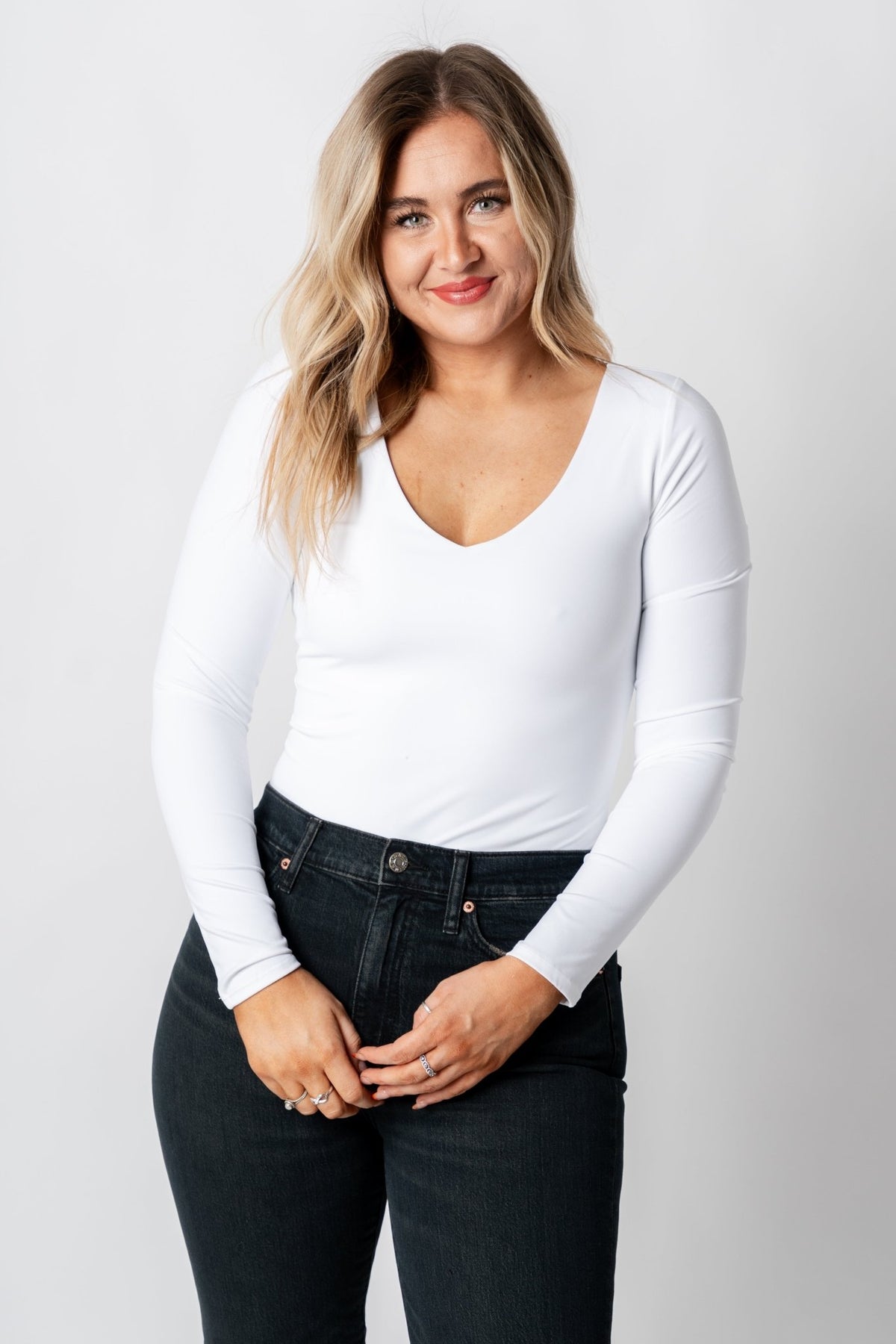 Z Supply So smooth bodysuit white - Z Supply bodysuit - Z Supply Tops, Dresses, Tanks, Tees, Cardigans, Joggers and Loungewear at Lush Fashion Lounge