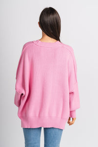 Oversized mock neck sweater pink - Trendy Sweaters - Fun Easter Looks at Lush Fashion Lounge Boutique in Oklahoma