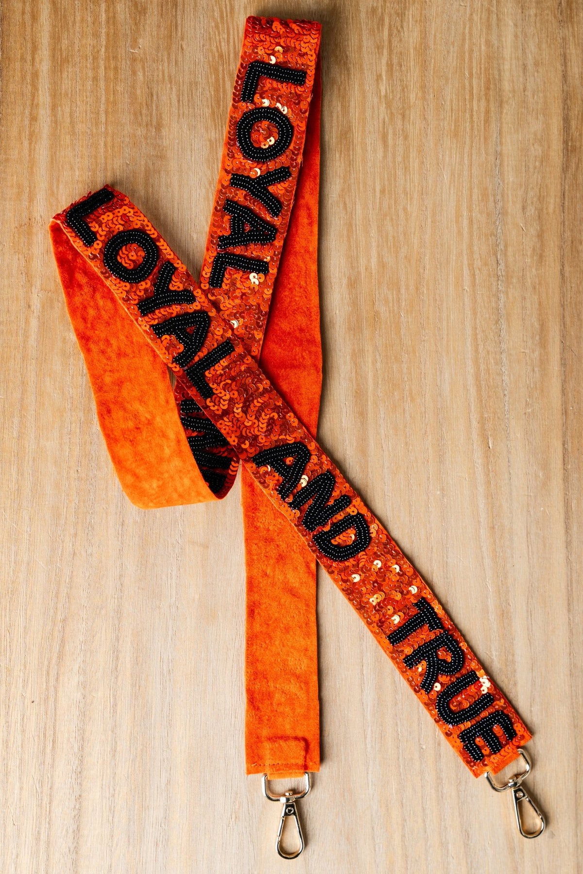 OSU Loyal and True sequin beaded guitar strap orange - Trendy Bags at Lush Fashion Lounge Boutique in Oklahoma City