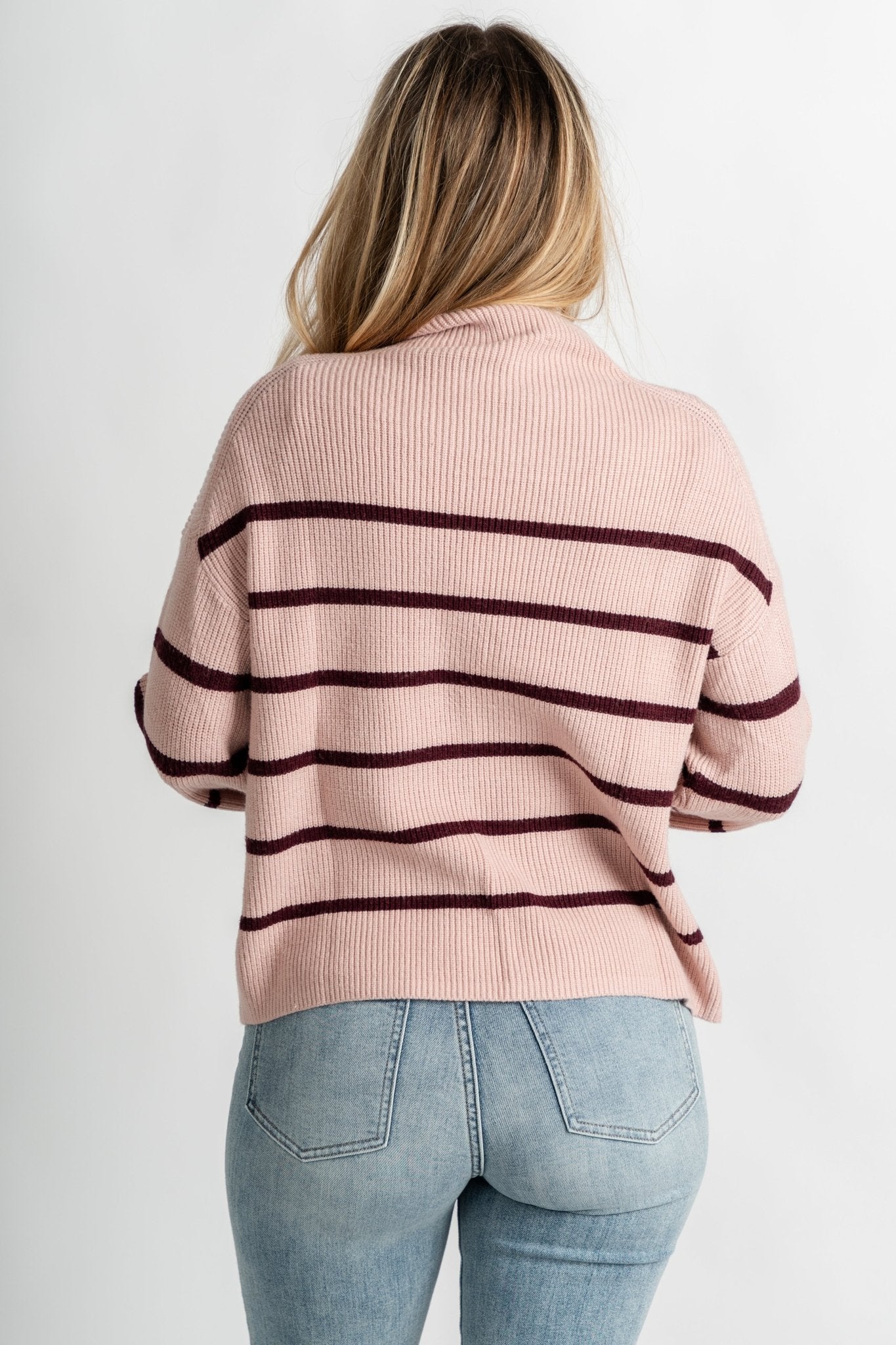 Veronis oversized striped sweater blush