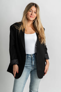 Tommy boyfriend blazer jacket black – Affordable Blazers | Cute Black Jackets at Lush Fashion Lounge Boutique in Oklahoma City