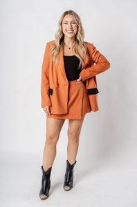 Color block blazer rust/black – Fashionable Jackets | Trendy Blazers at Lush Fashion Lounge Boutique in Oklahoma City