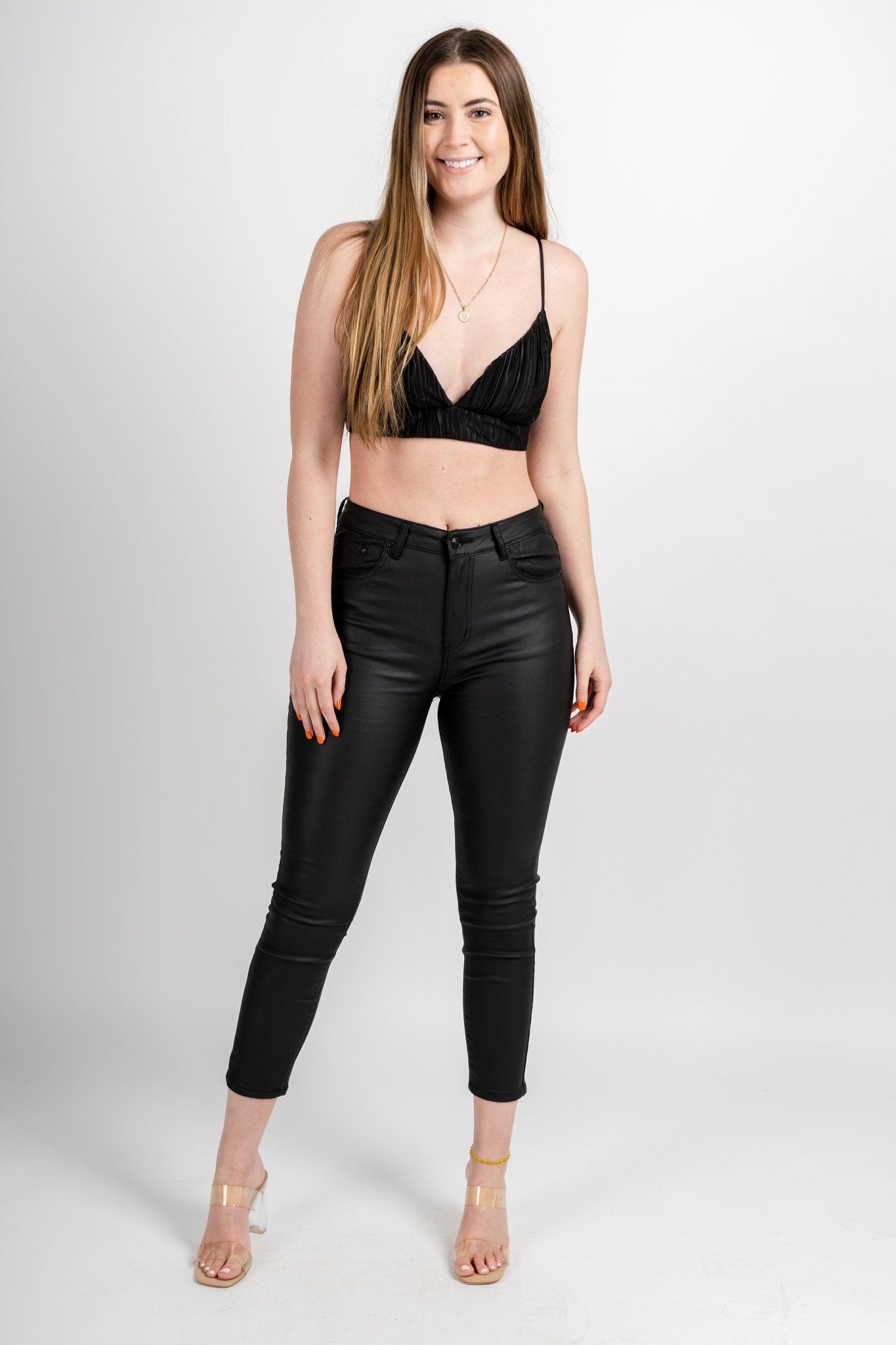Pleated bralette top black - Trendy Top - Fashion Bras and Bralettes at Lush Fashion Lounge Boutique in Oklahoma City