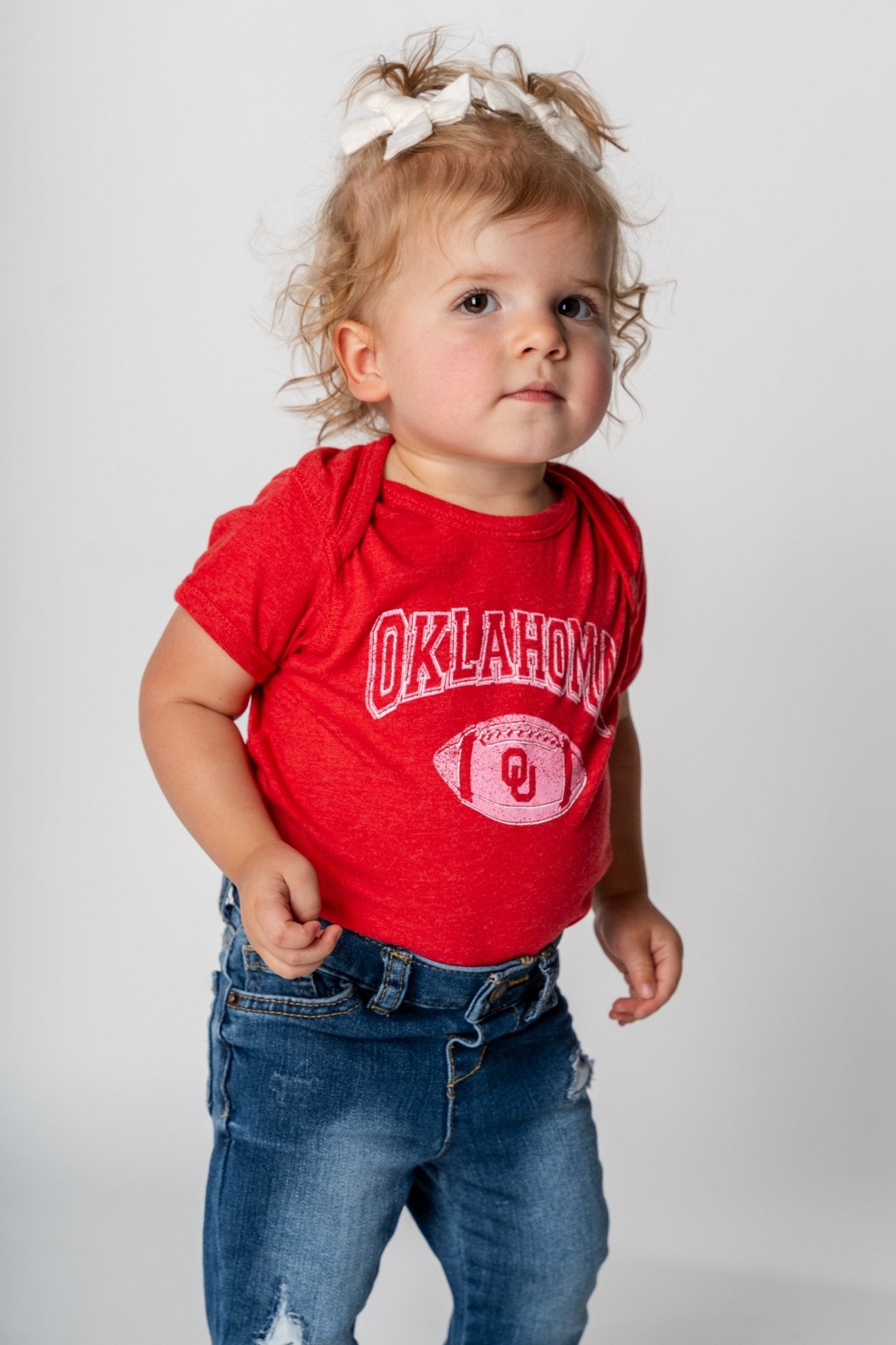 OU Kids OU Wonka football onesie crimson Onesie | Lush Fashion Lounge Trendy Oklahoma University Sooners Apparel & Cute Gameday T-Shirts