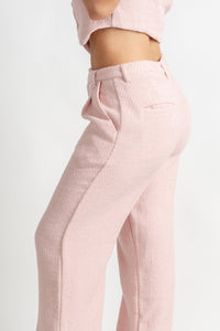 Tweed shimmer wide leg pants soft pink - Cute Valentine's Day Outfits at Lush Fashion Lounge Boutique in Oklahoma City