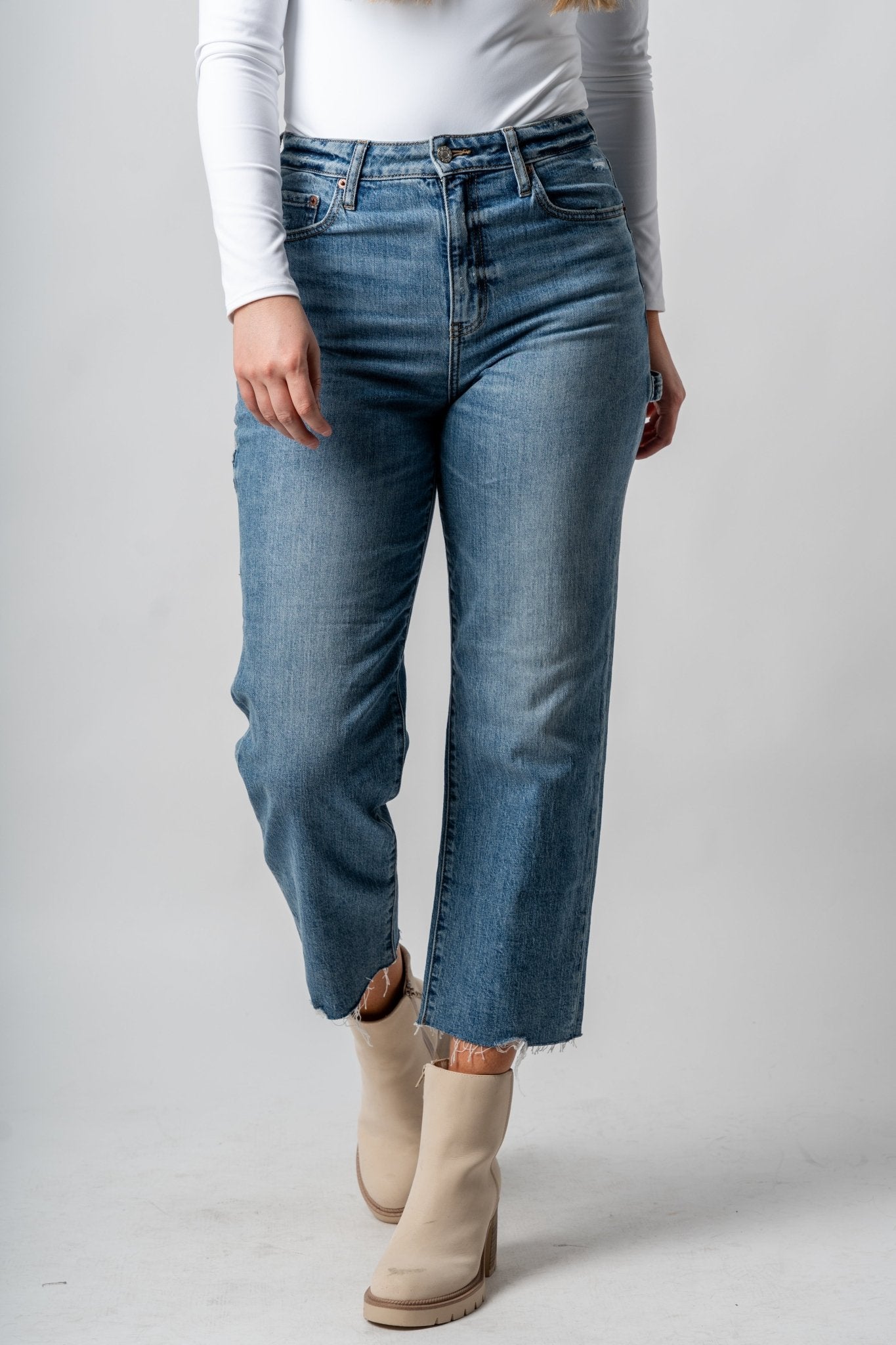 Daze utility high rise crop jeans shut down | Lush Fashion Lounge: boutique women's jeans, fashion jeans for women, affordable fashion jeans, cute boutique jeans