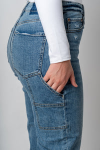 Daze utility high rise crop jeans shut down | Lush Fashion Lounge: boutique women's jeans, fashion jeans for women, affordable fashion jeans, cute boutique jeans