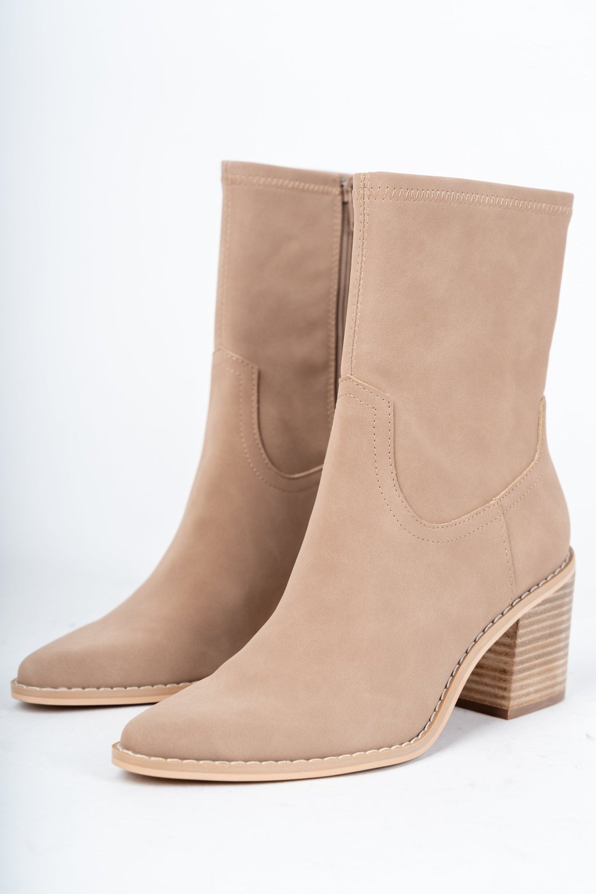 Vienna sleek ankle bootie cedar wood - Cute shoes - Trendy Shoes at Lush Fashion Lounge Boutique in Oklahoma City