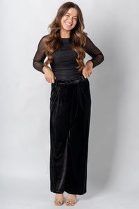 Velvet wide leg pants black | Lush Fashion Lounge: women's boutique pants, boutique women's pants, affordable boutique pants, women's fashion pants