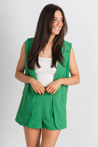 Pleat detail shorts green - Affordable Shorts - Boutique Shorts at Lush Fashion Lounge Boutique in Oklahoma City