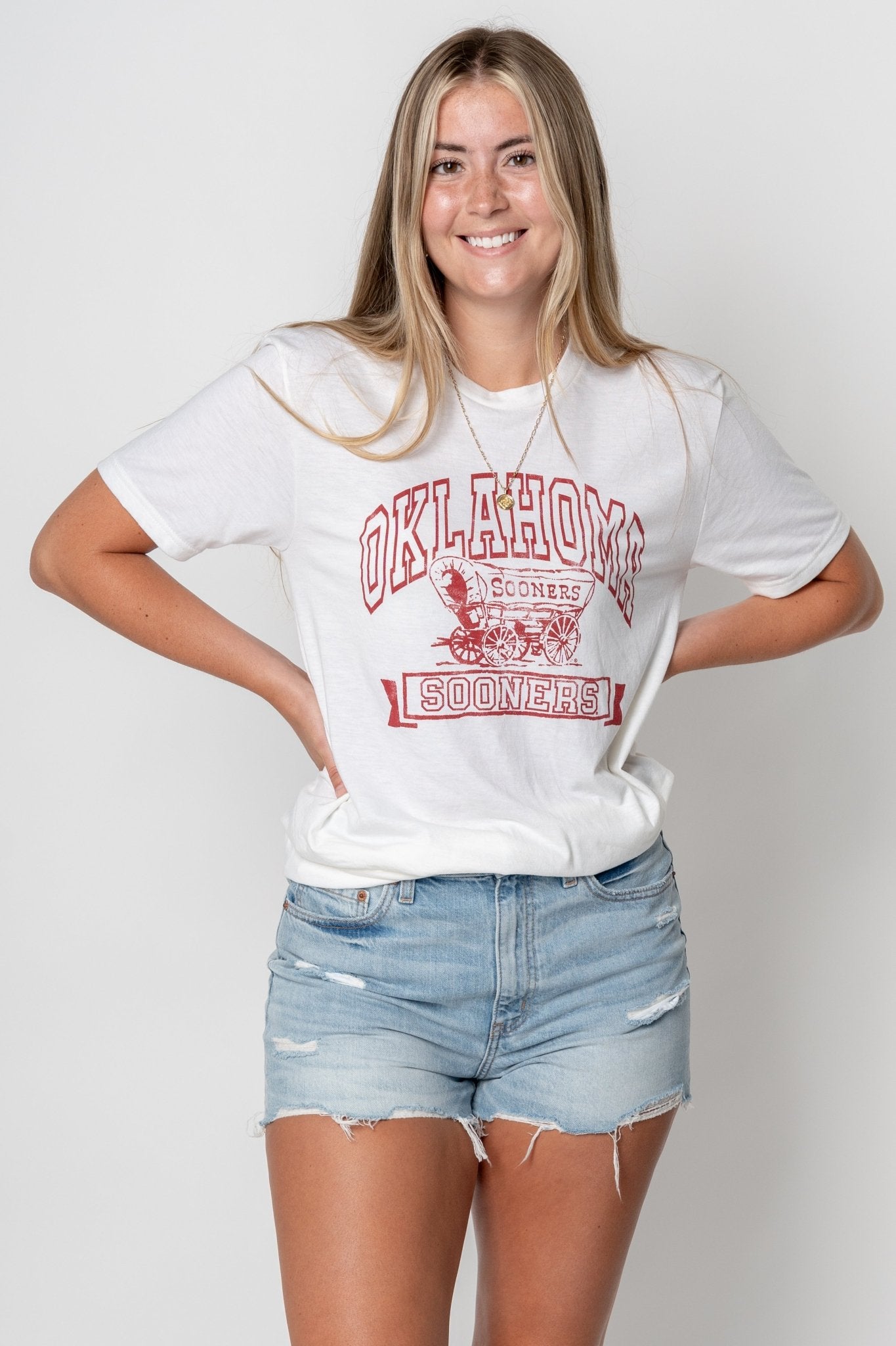 OU OU arch schooner unisex t-shirt natural t-shirt | Lush Fashion Lounge Trendy Oklahoma University Sooners Apparel & Cute Gameday T-Shirts