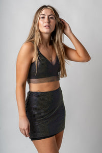 Rhinestone mesh bralette black Stylish Tank Top - Womens Fashion Bras & Bralettes at Lush Fashion Lounge Boutique in Oklahoma City