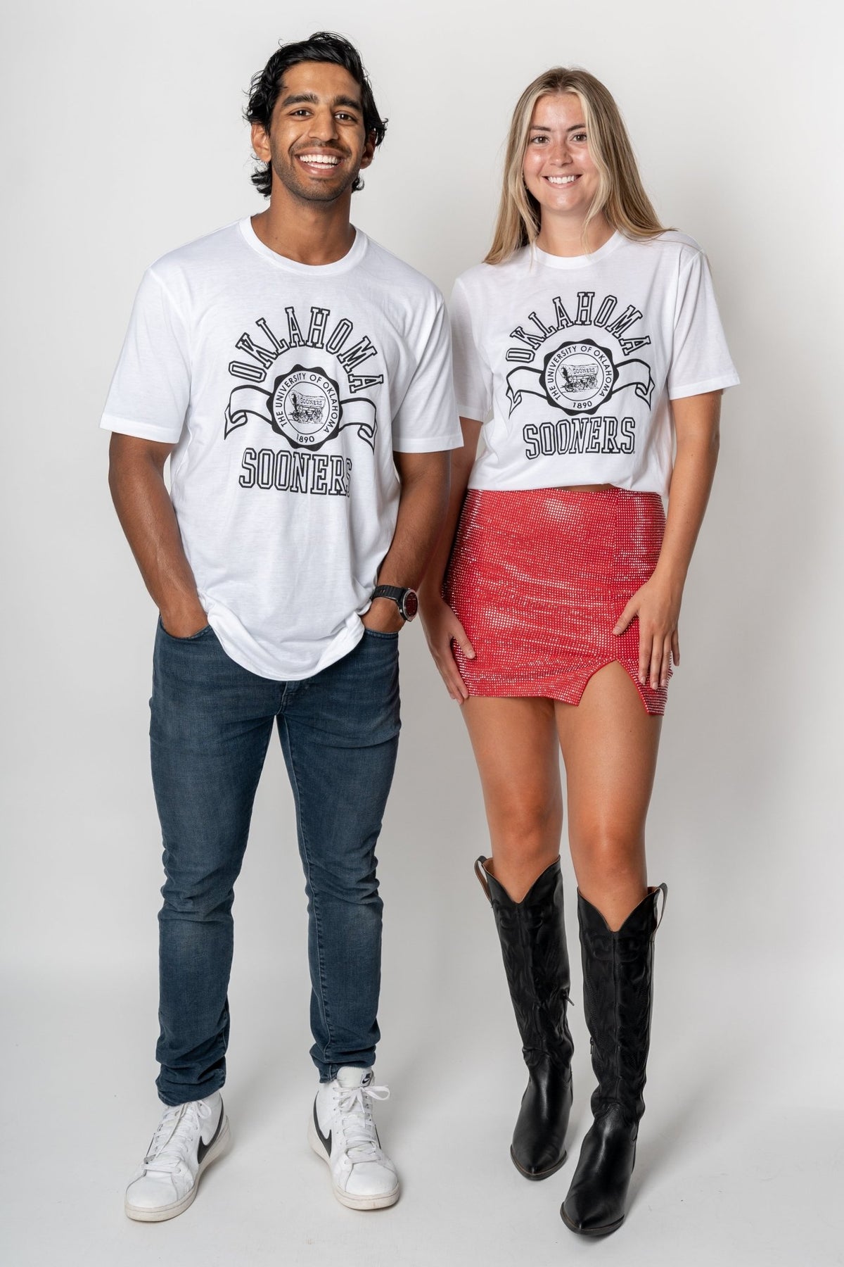 OU OU circle schooner unisex t-shirt white t-shirt | Lush Fashion Lounge Trendy Oklahoma University Sooners Apparel & Cute Gameday T-Shirts