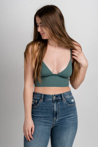 Triangle bralette misty sage - Affordable Bralette - Boutique Bras and Bralettes at Lush Fashion Lounge Boutique in Oklahoma City
