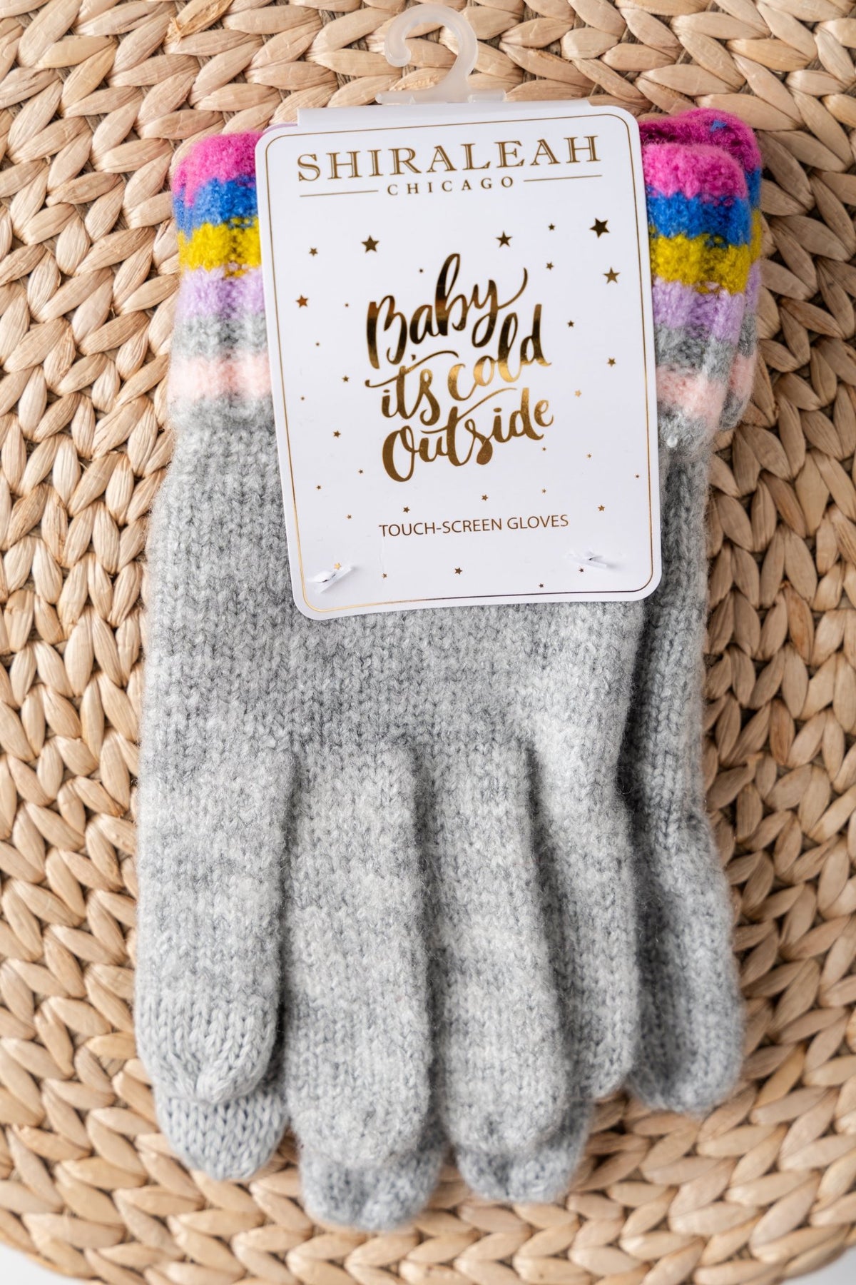 Ronen multi knit touch screen gloves grey - Trendy Gifts at Lush Fashion Lounge Boutique in Oklahoma City
