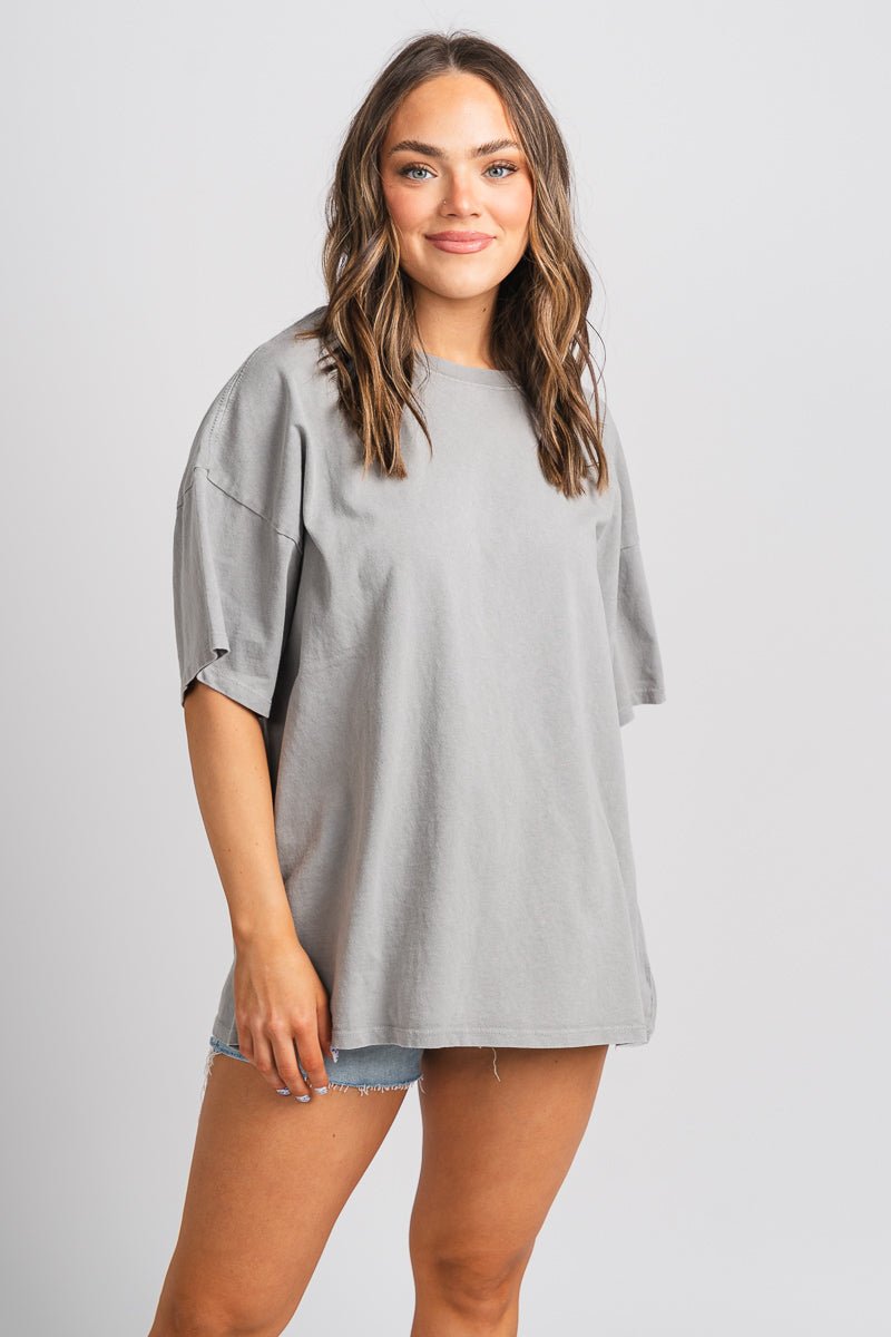 Oversized t-shirt grey - Trendy T-shirts - Cute Loungewear Collection at Lush Fashion Lounge Boutique in Oklahoma City