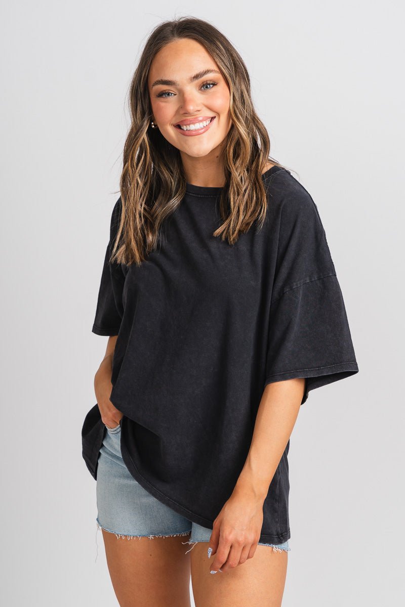 Oversized t-shirt black - Trendy T-shirts - Cute Loungewear Collection at Lush Fashion Lounge Boutique in Oklahoma City