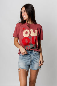 OU OU Stars comfort color t-shirt crimson t-shirt | Lush Fashion Lounge Trendy Oklahoma University Sooners Apparel & Cute Gameday T-Shirts