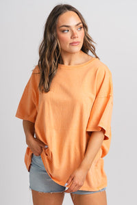 Oversized t-shirt orange - Cute T-shirts - Fun Cozy Basics at Lush Fashion Lounge Boutique in Oklahoma City
